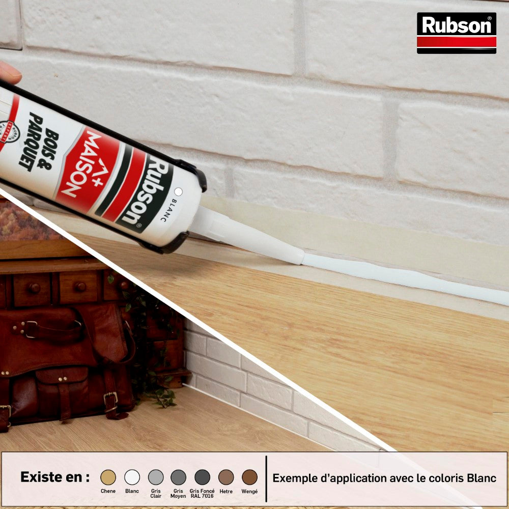 Henkel Rubson | Mastic Maison Bois & Parquet Chêne (cartouche de 280 ml) – Mastic acrylique pour tous supports bois et maçonnerie – Joints pour intérieur et extérieur abrité