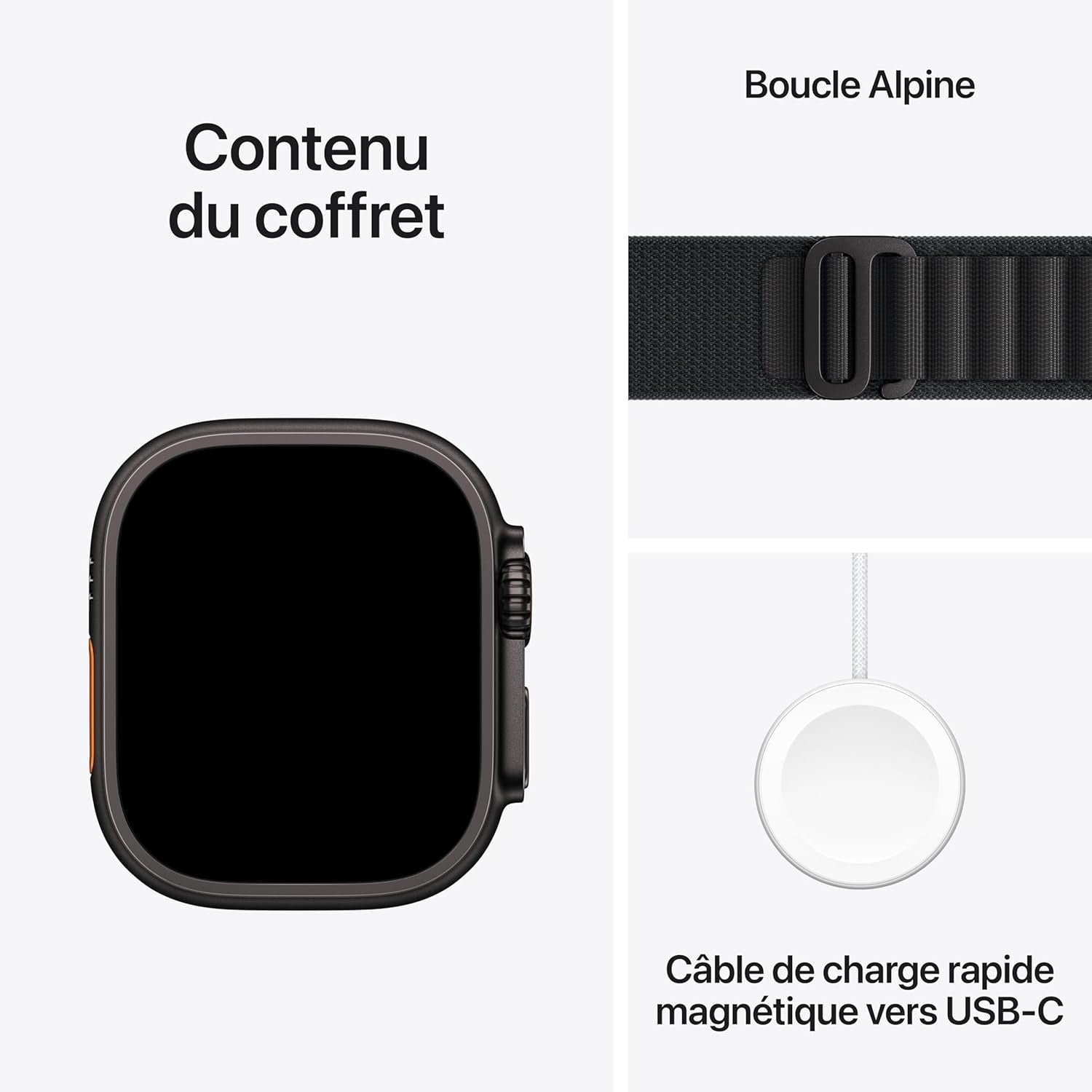 Apple Watch Ultra 3 GPS + Cellular 49 mm - boîtier en titane noir avec bracelet en cuir noir Alpine - Taille moyenne