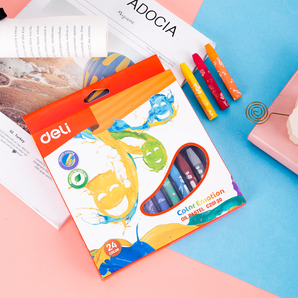 Deli Coffret de 24 pastels à l'huile