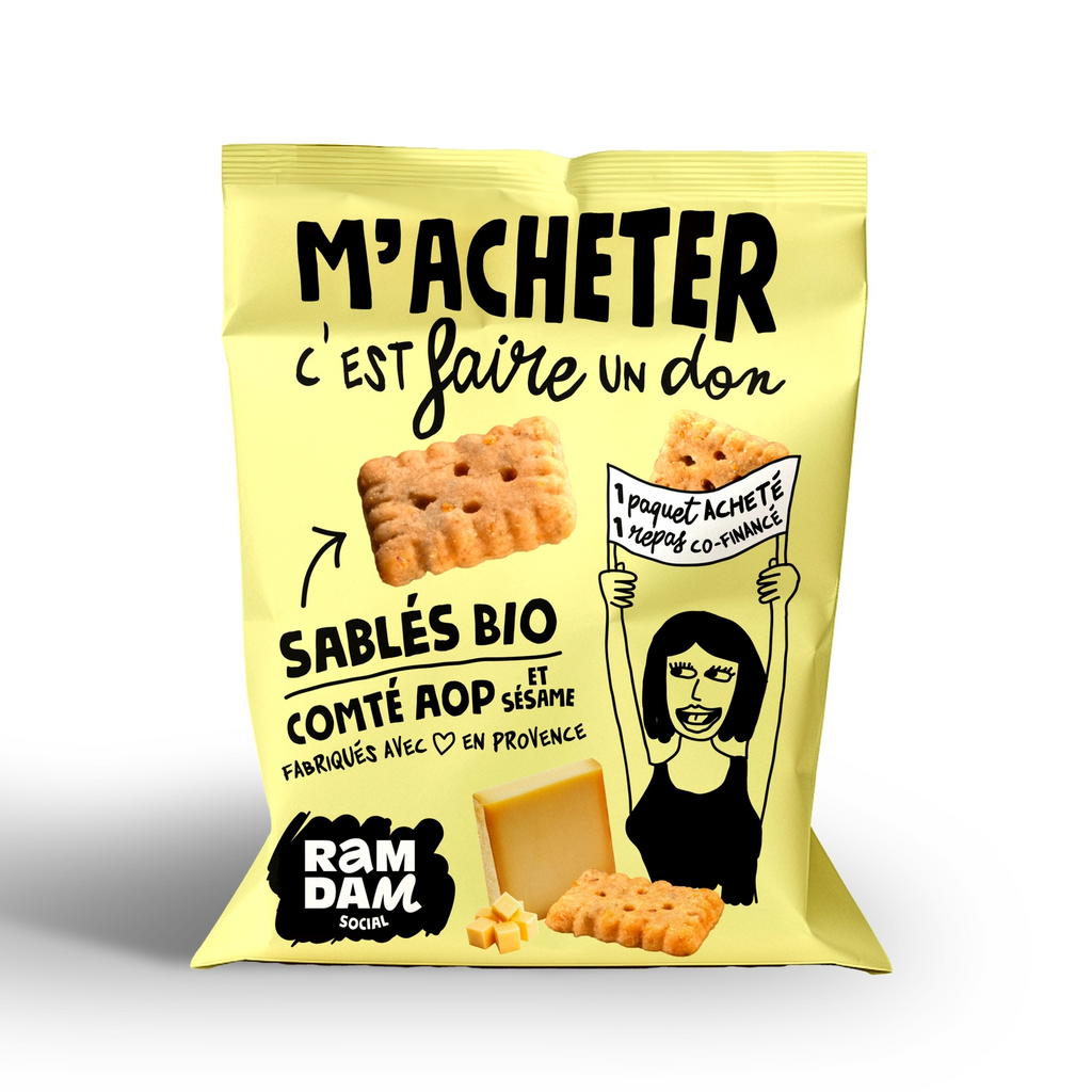 RAMDAM SOCIAL Biscuit Sablé Salé Bio Fromage Comté & Sésame 100 g