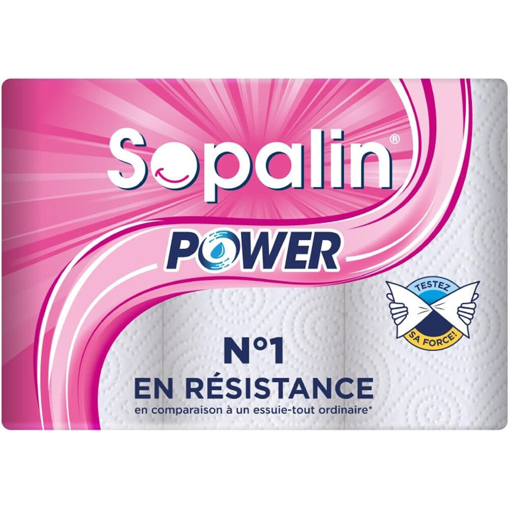 SOPALIN Essuie-tout 2 Épaisseurs Extra Résistant à l'Eau, 45 Feuilles par Rouleau, 9 Rouleaux (3 Paquets de 3)