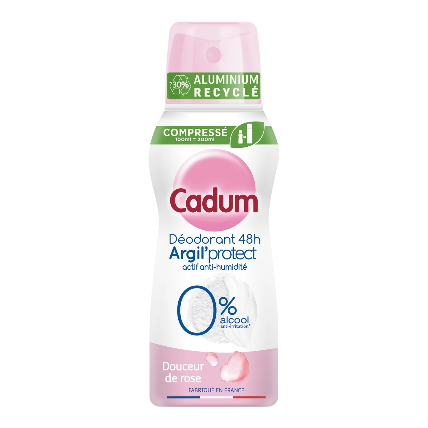 CADUM Déodorant Spray Femme Douceur de Rose 48h Micro-Talc, Sans Alcool, 100 ml