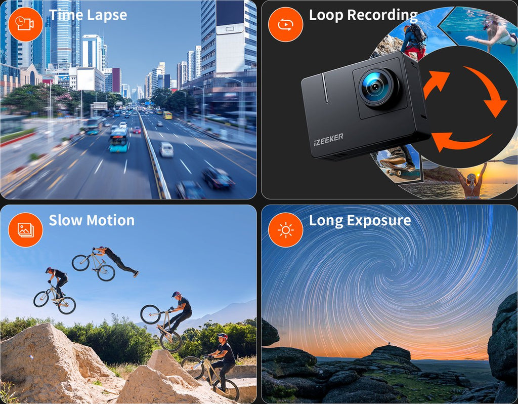 iZEEKER iA100 Caméra d’action 4K 30 i/s 20 MP Étanche 40 m