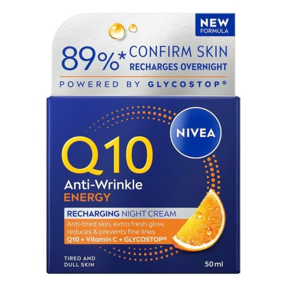 NIVEA Q10 Énergie - Crème de nuit anti-rides pour peau fatiguée et terne - 50 ml