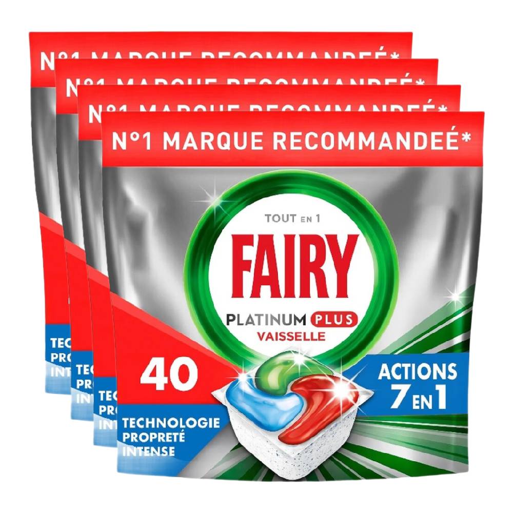 Fairy Tablettes Lave-Vaisselle Platinum Plus Nettoyage Intense 4 x 40 Tablettes (= 160 Tablettes)