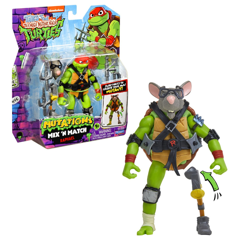 TORTUES NINJA Tortues Ninja, Figurine articulée 12 cm avec accessoires, Mix & Match, Raphael, pour les enfants à partir de 4 ans, T02016