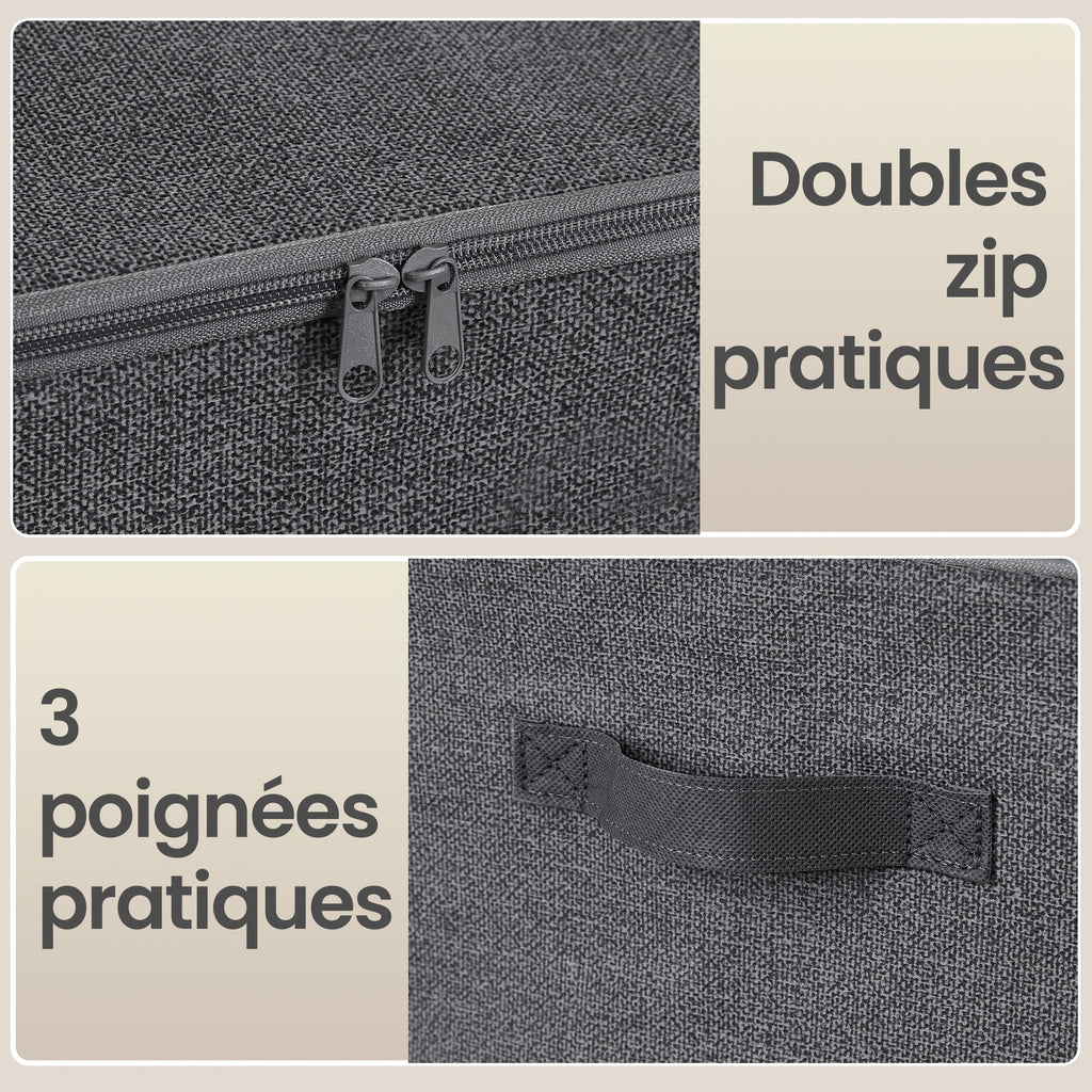 JOYFURNOS Boîtes de rangement pliables, lot de 6, organiseur de vêtements zippé avec couvercles solides et poignées renforcées, grande capacité de 30L par boîte