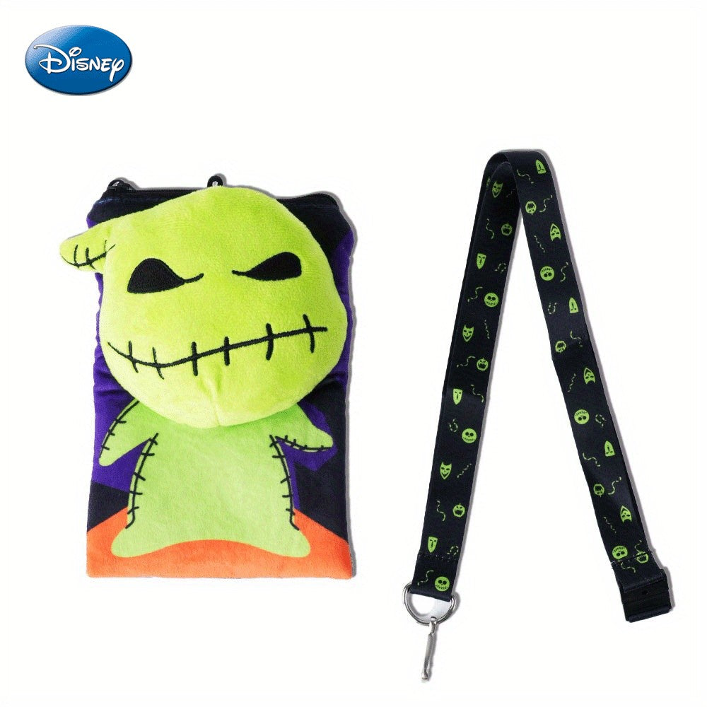 Disney 1 pièce Porte-cartes en peluche Oogie Boogie avec tour de cou L’Étrange Noël de monsieur Jack sous licence officielle, Accessoire de cosplay Skellington Ville d’Halloween