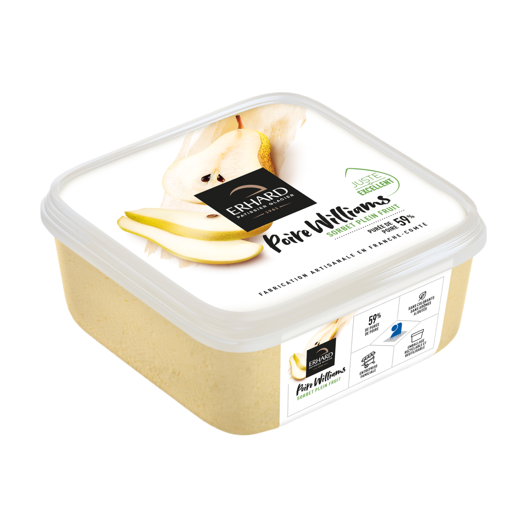 ERHARD Sorbet plein fruit poire Williams - 488 g