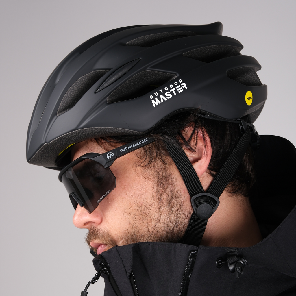 OutdoorMaster Casque de cyclisme de route MIPS pour adultes, noir, taille L