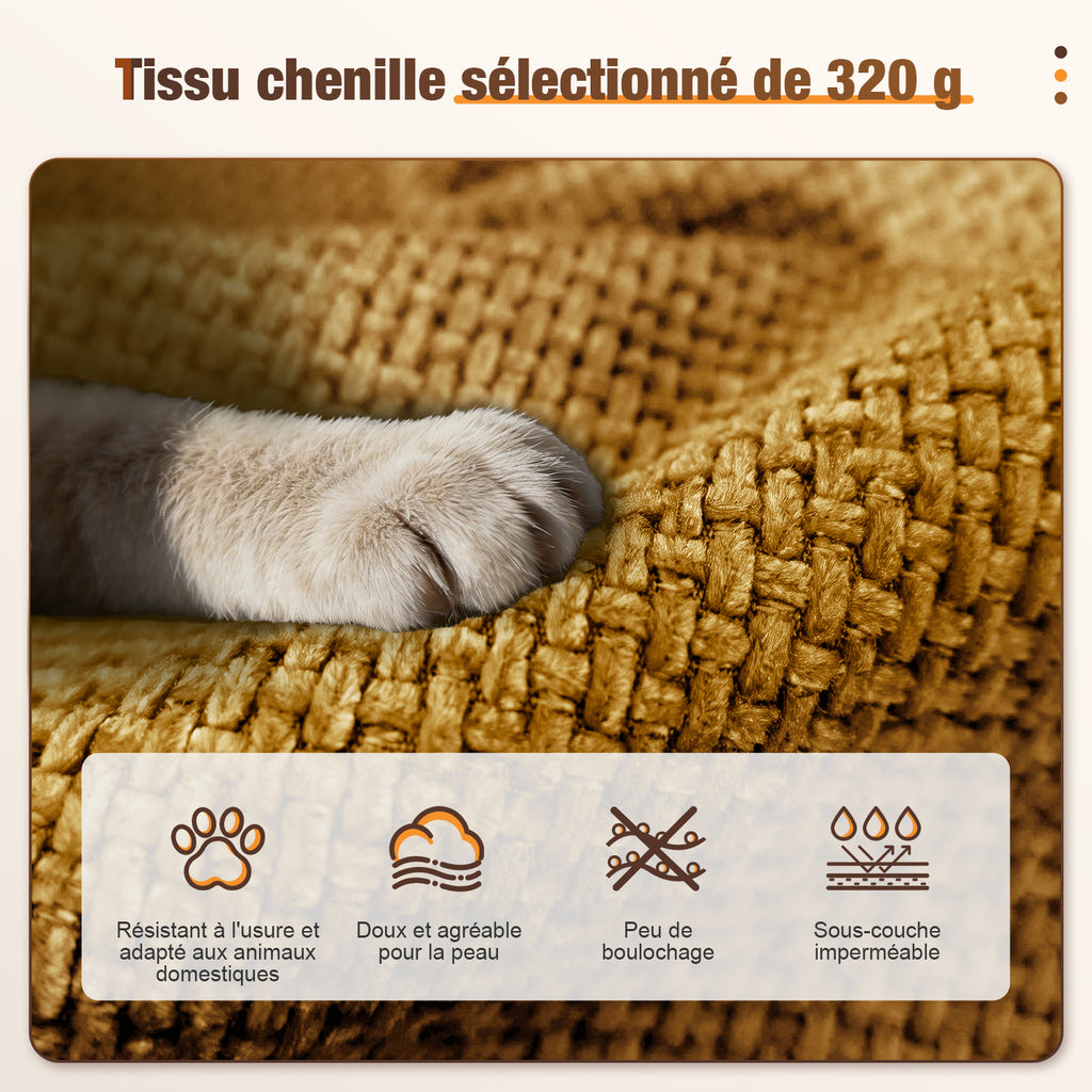 GTIMEX : Canapé 2 places série Lexzurn, 168 x 90 x 67 cm, Capacité de charge statique : 270 kg, Canapé modulable en chenille, Aucun assemblage requis, Canapé sans armatures, Canapé rembourré au design incurvé avec 3 coussins décoratifs pour salon et