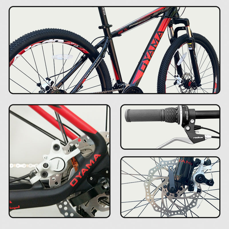 OYAMA Freedom 2.1 Vélo de montagne avec cadre 43 cm - Noir/Rouge