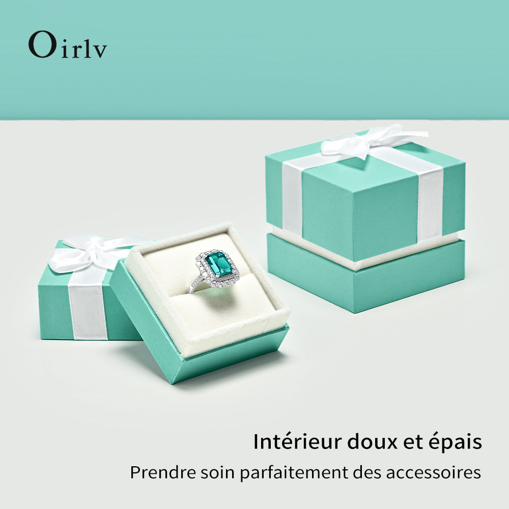 Oirlv Coffret cadeau bijoux de luxe vert menthe avec nœud en ruban pour bague, boucle d’oreille, collier, bracelet