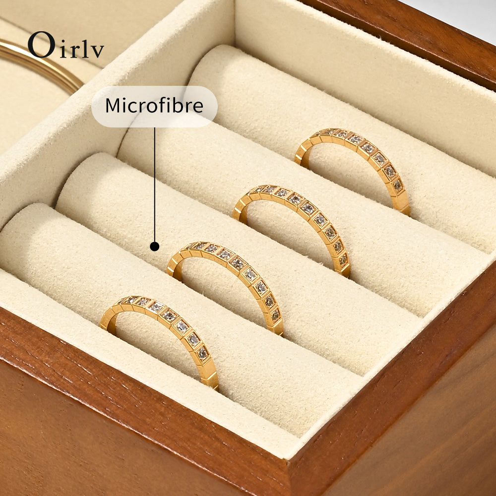 Oirlv 3 Grilds Boîte à montres en bois, organisateur de bijoux à double couche, boîte d'exposition pour montres, boîte de rangement anti-poussière avec couvercle transparent