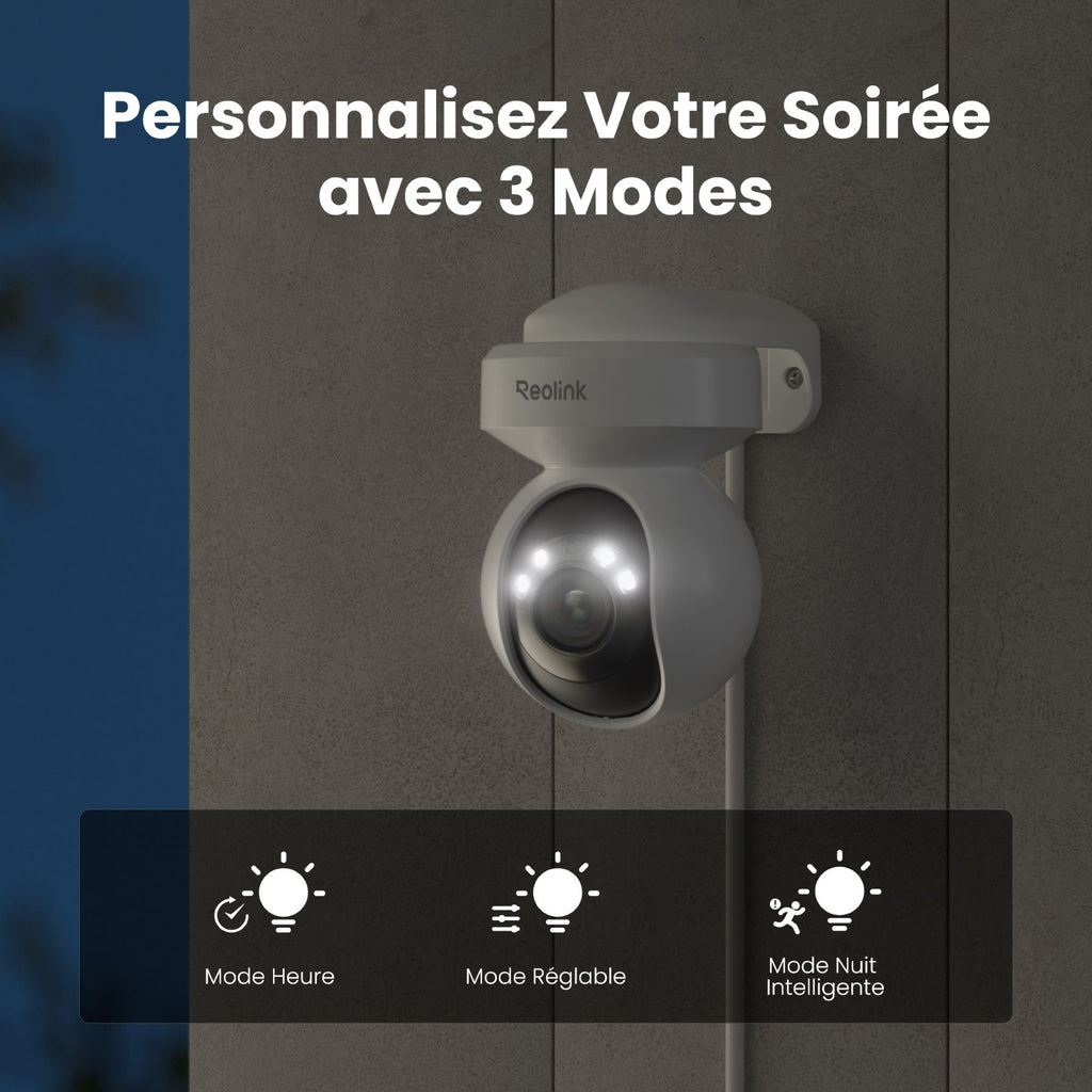 REOLINK E540 Caméra Wi‑Fi d’extérieur 2K+ 5 MP avec zoom optique 3x, panoramique et inclinaison – Blanc