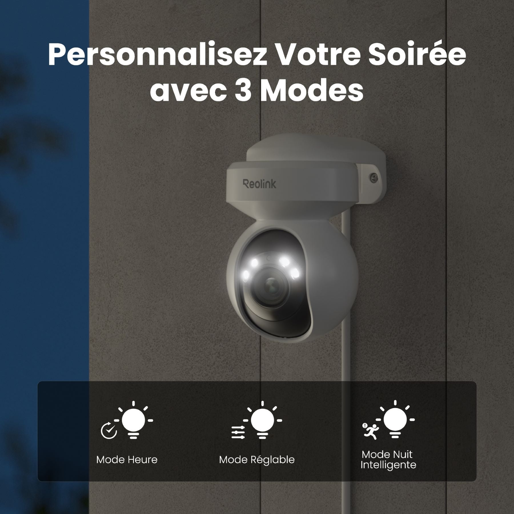 REOLINK E540 Caméra Wi‑Fi d’extérieur 2K+ 5 MP avec zoom optique 3x, panoramique et inclinaison – Blanc