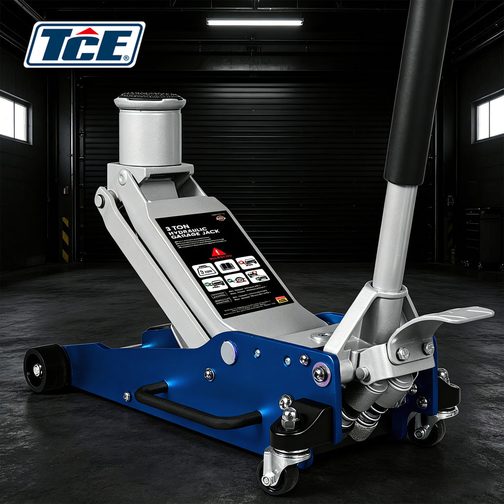 TCE Cric Hydraulique Horizontal en Alliage d'Aluminium 3t 85-465mm (161-541mm avec Rallonge de Hauteur) Levage en Double Mode Double Pompe Levage Rapide Profil Ultra Bas en 1494