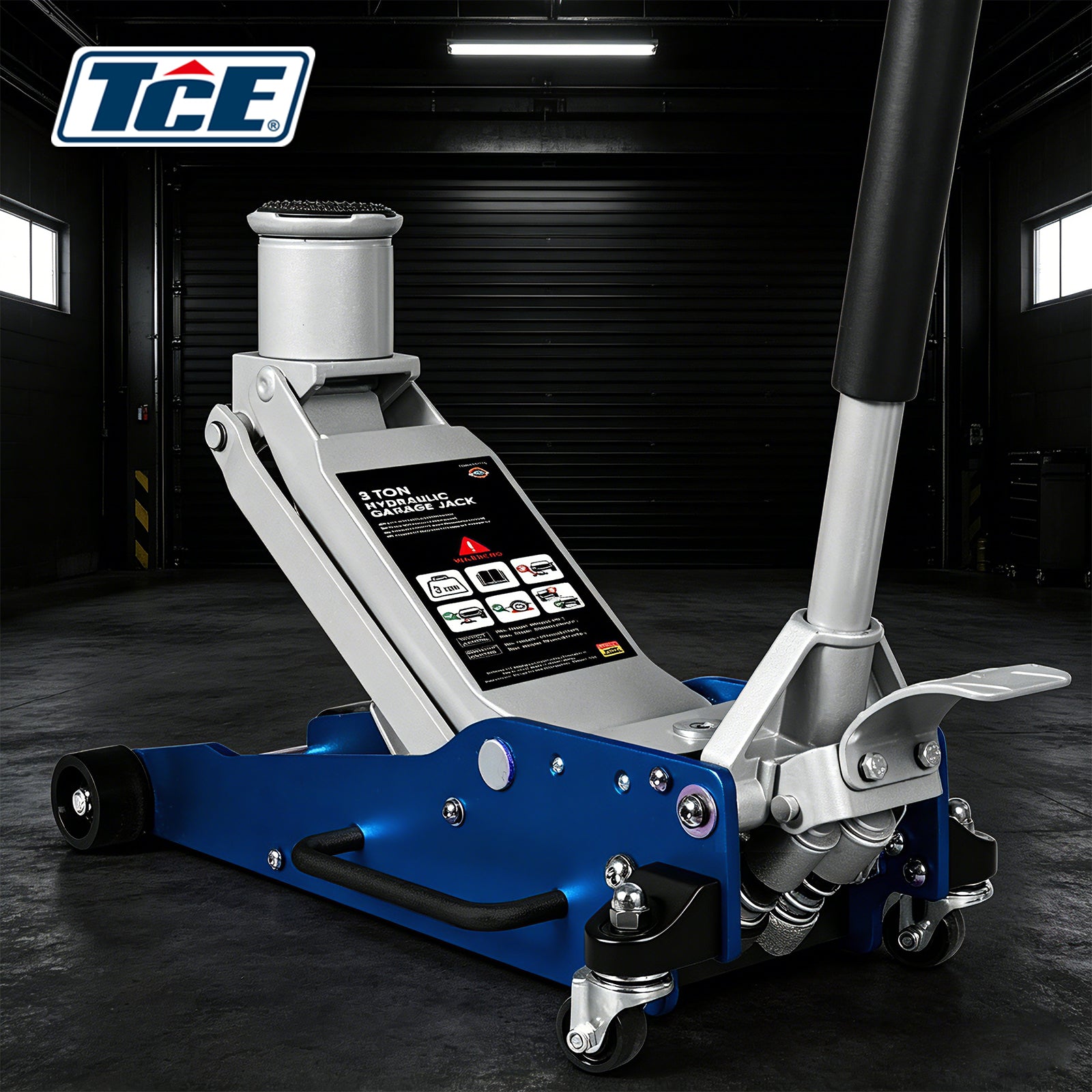 TCE Cric Hydraulique Horizontal en Alliage d'Aluminium 3t 85-465mm (161-541mm avec Rallonge de Hauteur) Levage en Double Mode Double Pompe Levage Rapide Profil Ultra Bas en 1494