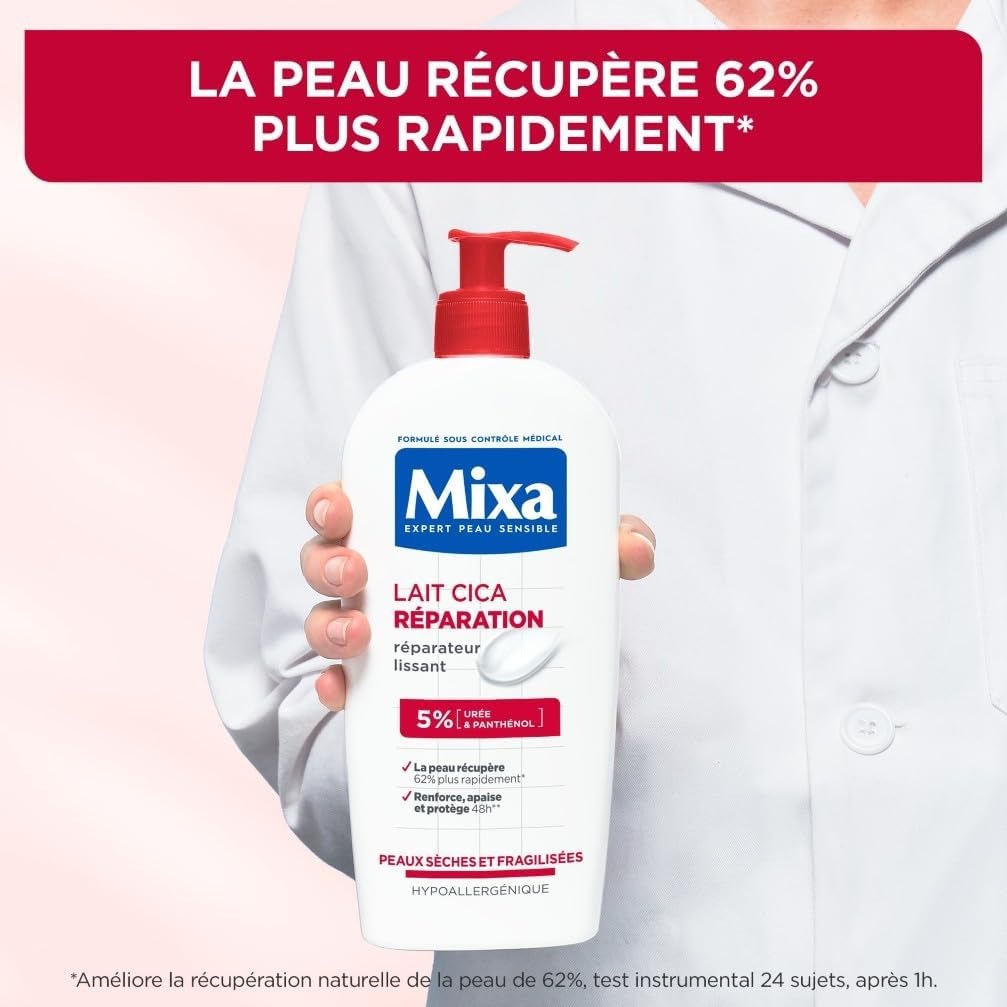 Mixa Lait Corps Réparateur Cica Urea Pour Peaux Sèches & Fragiles, 250 ml