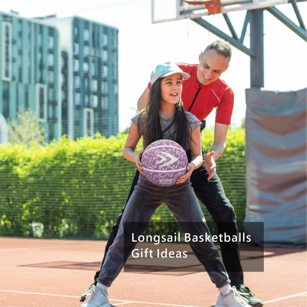 LONGSAIL Ballon de basket-ball en caoutchouc haute qualité 27,5 po Taille 5# Rose lavande