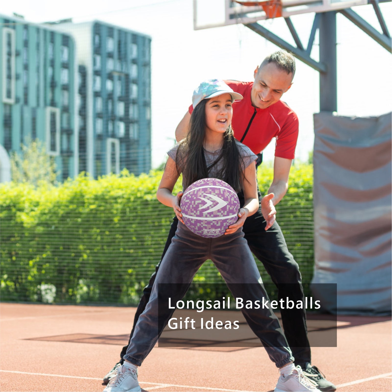 LONGSAIL Ballon de basket-ball en caoutchouc haute qualité 27,5 po Taille 5# Rose lavande