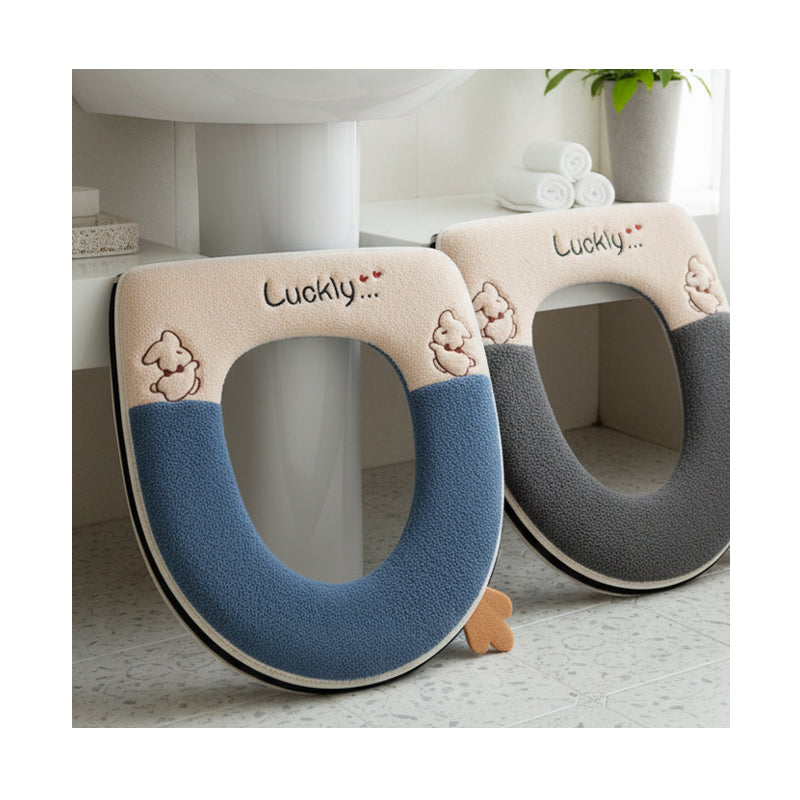 JORDAN&JUDY Lot de 2 coussins de WC en peluche avec fermeture éclair, amovibles et lavables, pour la maison, gris et bleu foncé