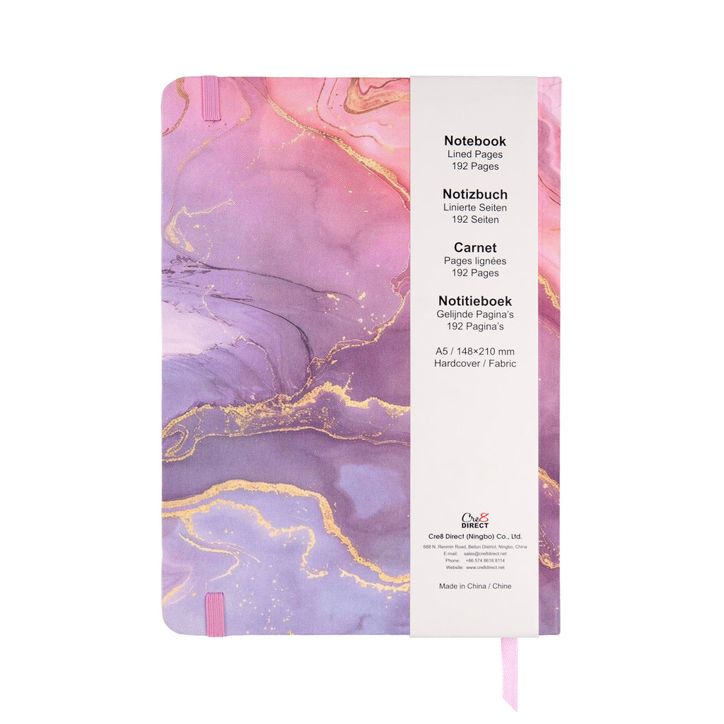 Jubiluu Carnet ligné A5 à couverture rigide en tissu élégant - 96 feuilles 100 g papier offset, marque-page et élastique - Journal ligné crème classique pour écriture, école