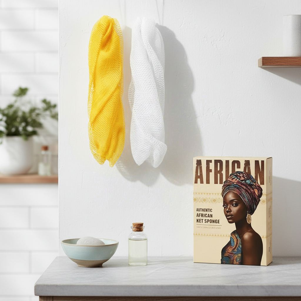 GENERIC - Kit Eponge Filet Africain Jaune avec Corde - 90g