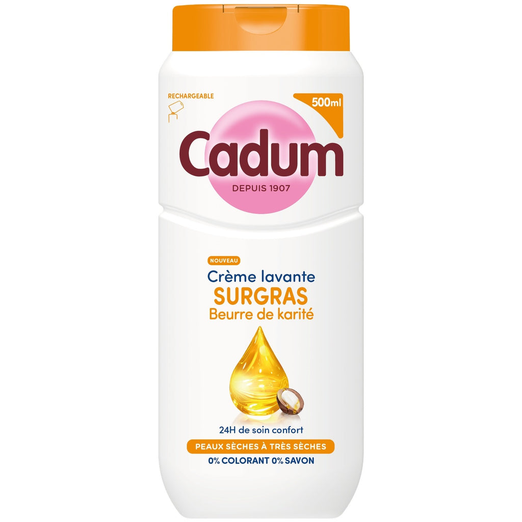 CADUM Crème Lavante Surgras pour Peau Sèches à Très Sèches Beurre de Karité 500ML
