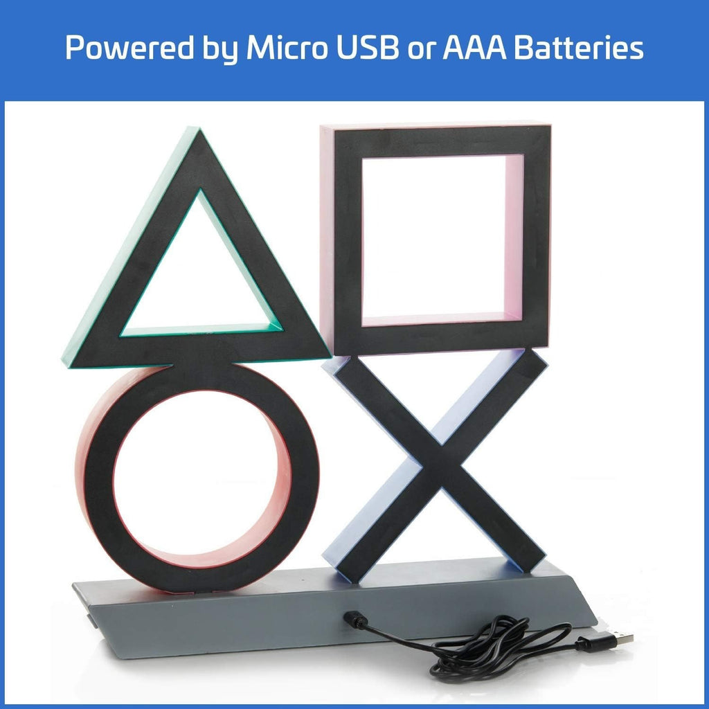 PlayStation Icons Light XL - sous Licence Officielle - 30 cm - 3 Modes d'Éclairage - Réactif à la Musique - Alimenté par USB ou Batterie