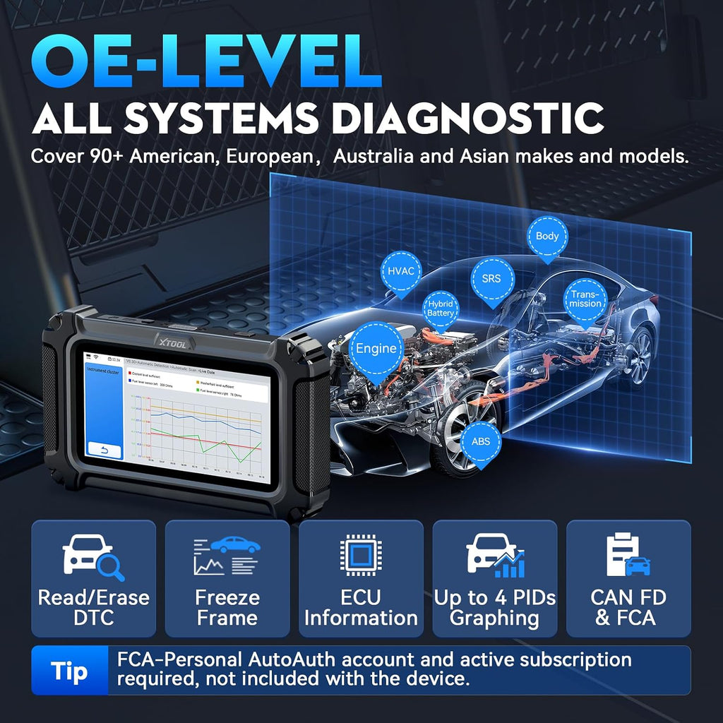 xtool D6S Scanner OBD2 Outil de Diagnostic Système Complet 30 Réinitialisations Moteur ABS SRS | Capteur de Départ/Reconditionnement Huile/EPB/SAS/Throttle/Transmission, Écran Tactile