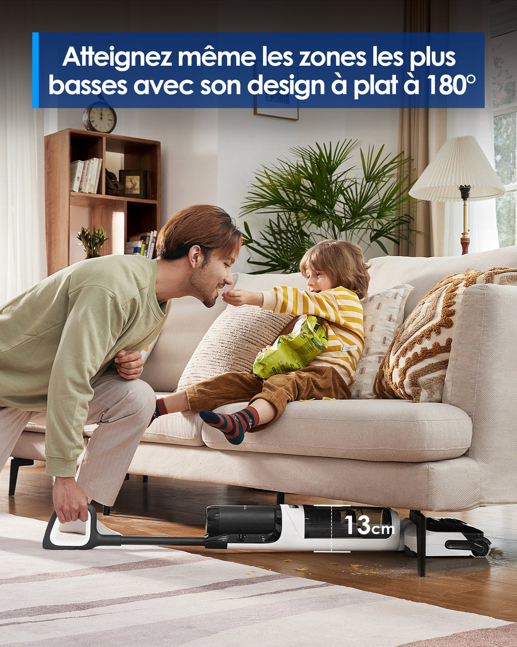 Tineco Floor One Switch S6 Stretch Aspirateur eau et poussière, Multifonction, À plat 180°, Autonettoyant, Autonomie 65 min, Nettoyage des bords des deux côtés et nettoyage de toute la maison