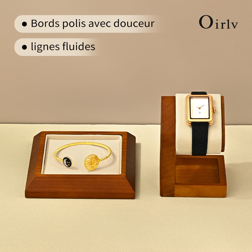 Oirlv Support de présentation en bois pour bijoux, étagère à bracelets et montres, support de rangement pour bijoux, étagère à montres, accessoires de présentation pour vitrine