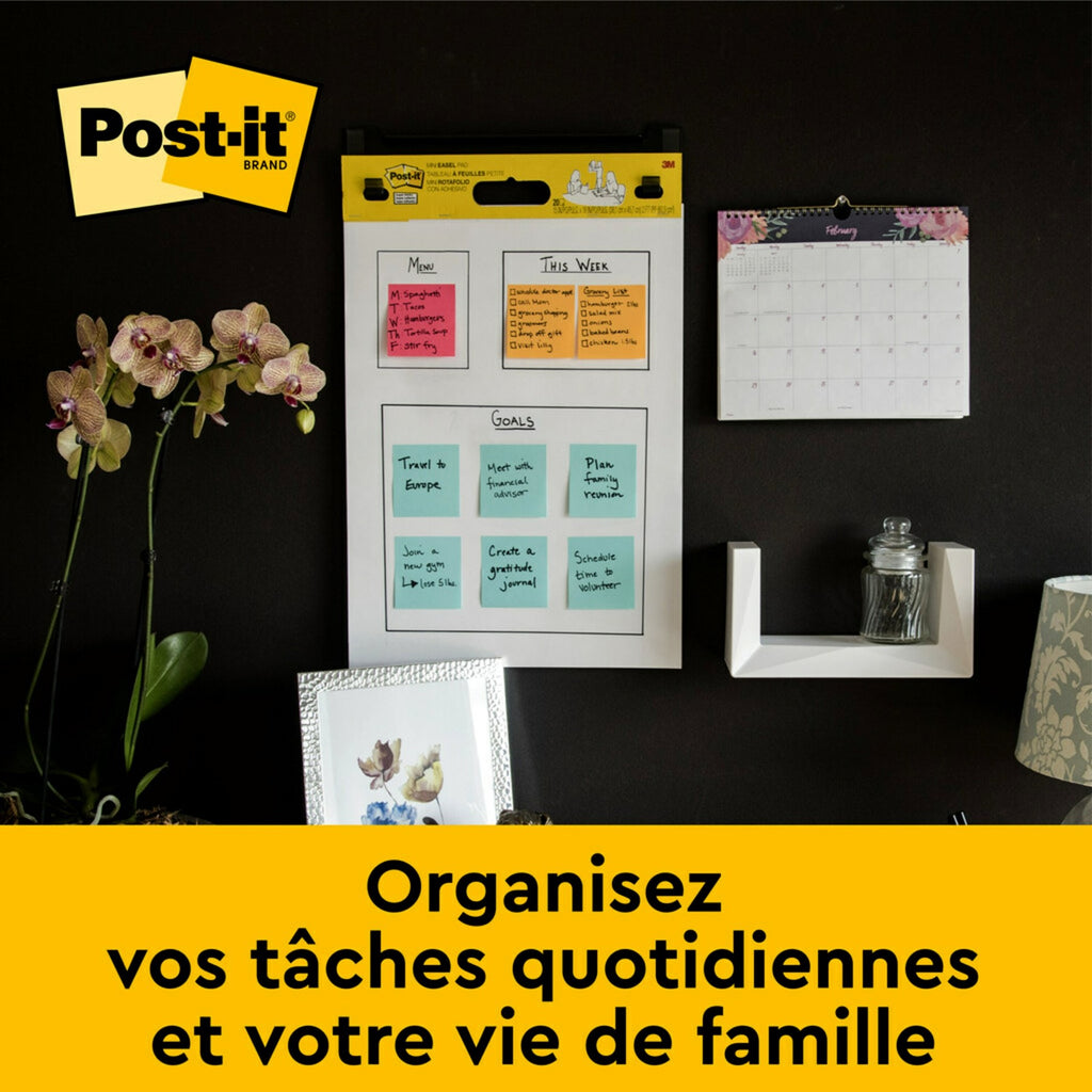 Post-it Tableau de réunion super adhésif 100 % recyclé, 559RP-3, 2+1 offerts, 63,5 cm x 76,2 cm, 30 feuilles/planche, 3 planches/lot, 100 % PEFC, SGSCH-PEFC-COC-110078