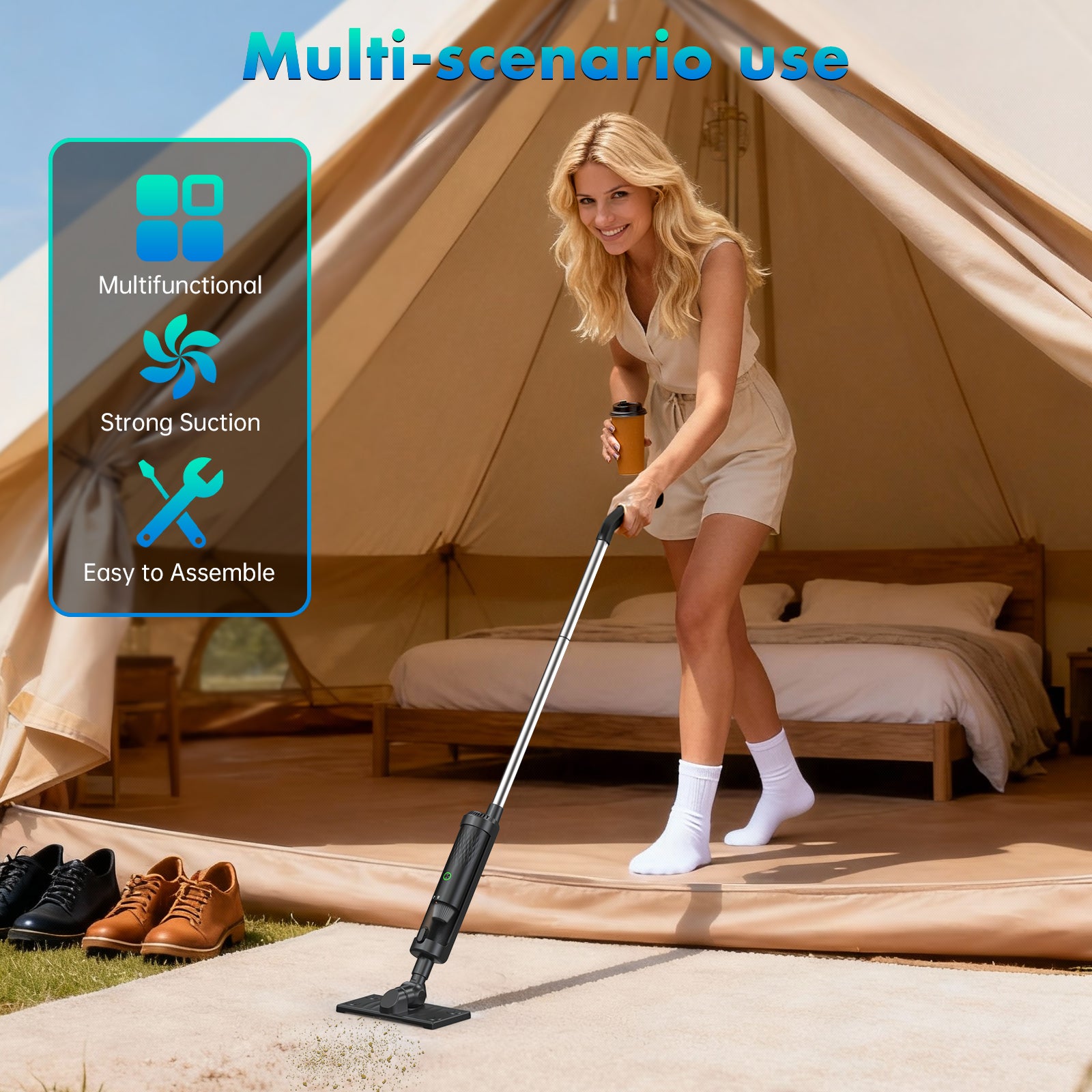 Omeser 3093A Pro aspirateur à main multifonction pour voiture super puissant forte puissance d'aspiration petite taille bac à poussière amovible nettoyage efficace avec aspirateur balai