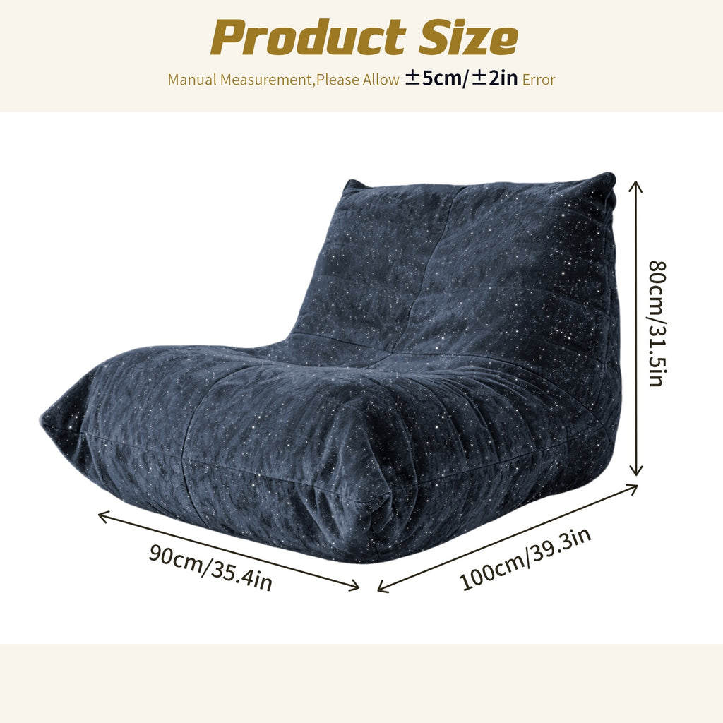URBAN MEUBLE Fauteuil Lounge en Chenille à Fils Argentés de Luxe (Bleu, 90x100x80cm)