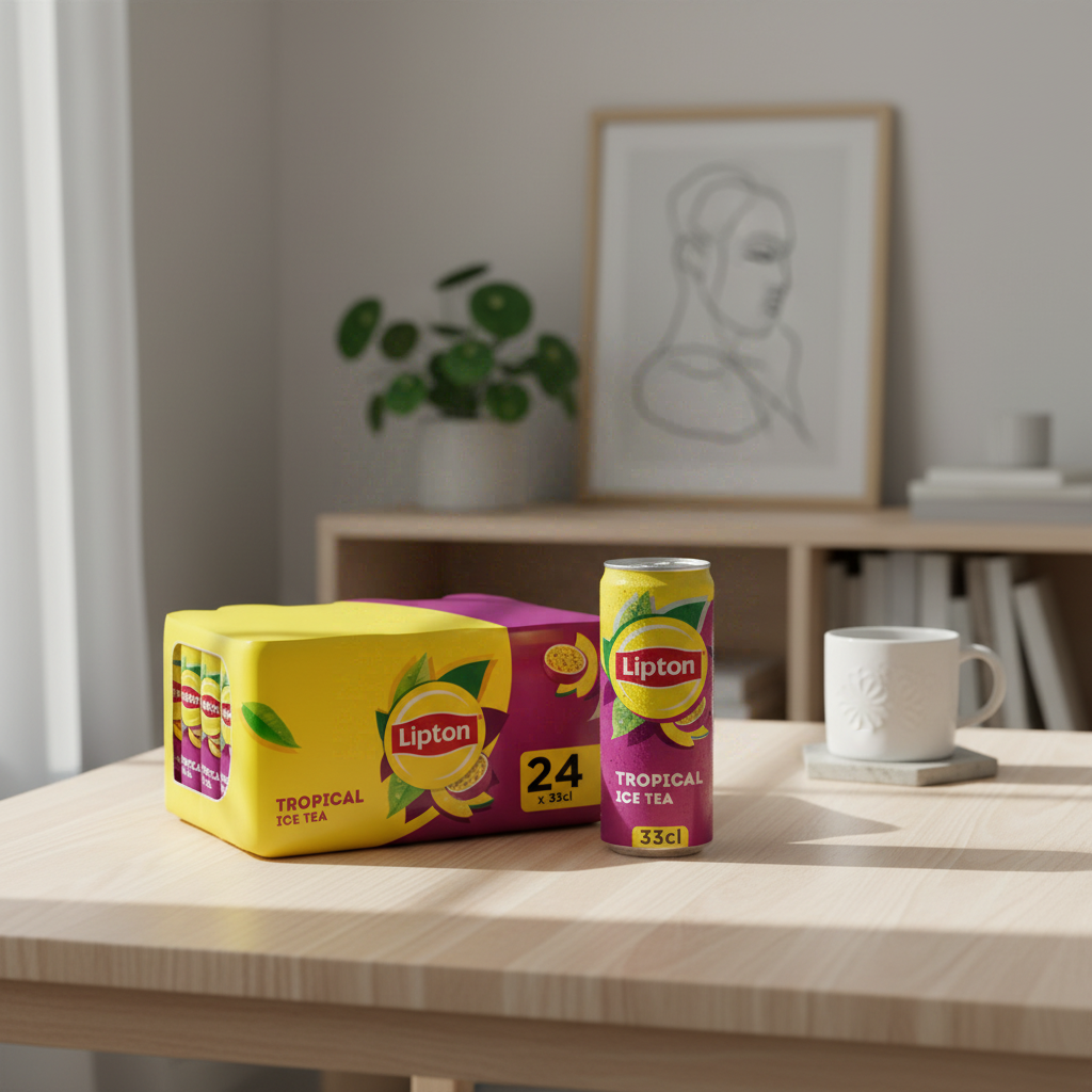 LIPTON Lot de 24 canettes de thé glacé saveur tropical - 24 x 33 cl