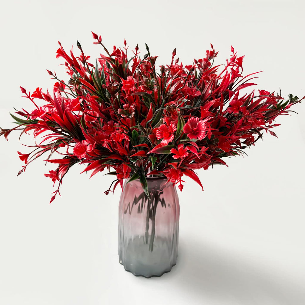 10 pièces 13,8 in / 35 cm Fleurs artificielles d'extérieur, fleurs de plantes artificielles, adaptées pour la décoration de la fenêtre suspendue intérieure et extérieure