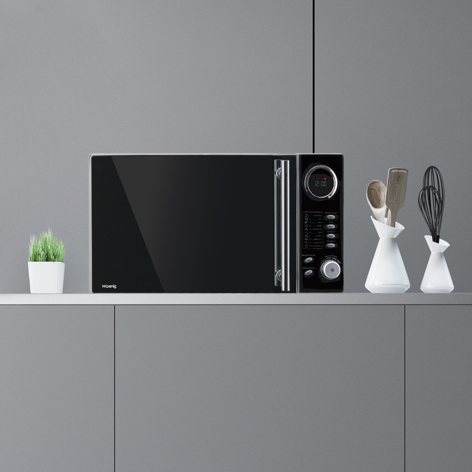 Hkoenig VIO9 Micro-ondes en pose libre - 1000 W - Acier inoxydable - 25 L