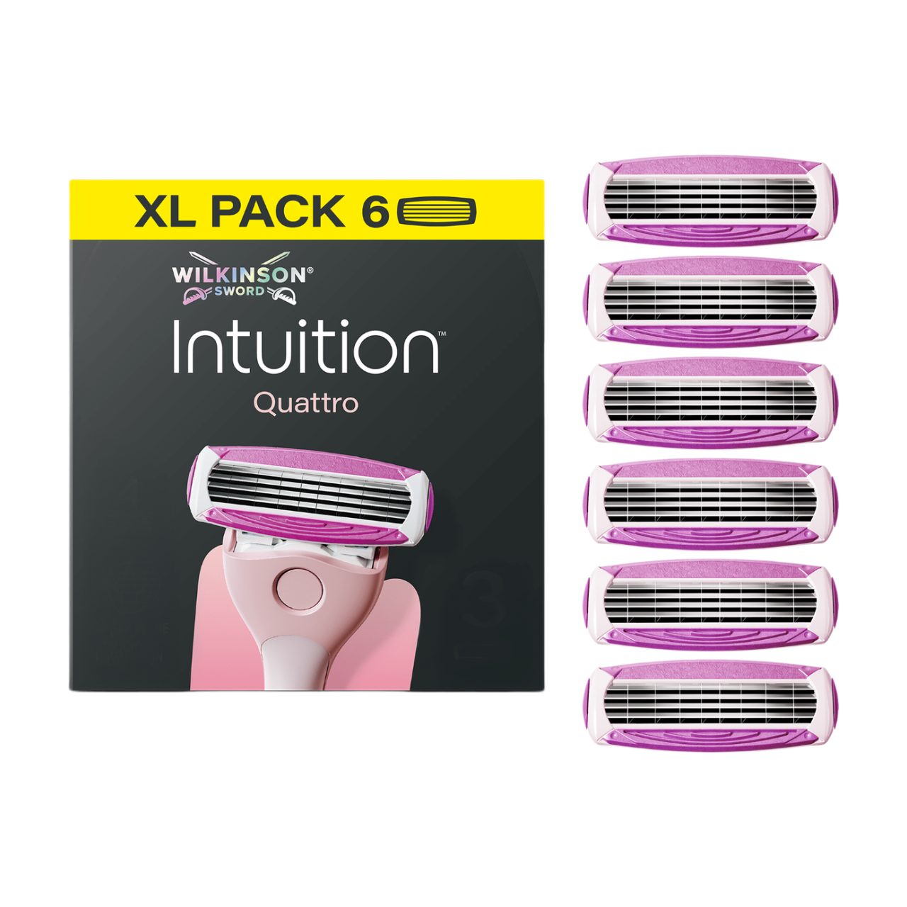 WILKINSON SWORD Intuition Quattro - Lames de Rasoir Pour Femme - Pack XL de 6 Recharges