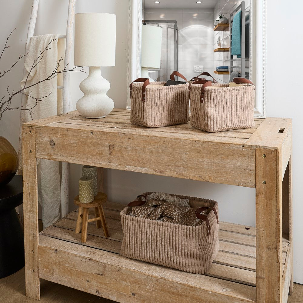 HOME DECO FACTORY Paniers de rangement taupe, lot de 3, hauteur 20 cm