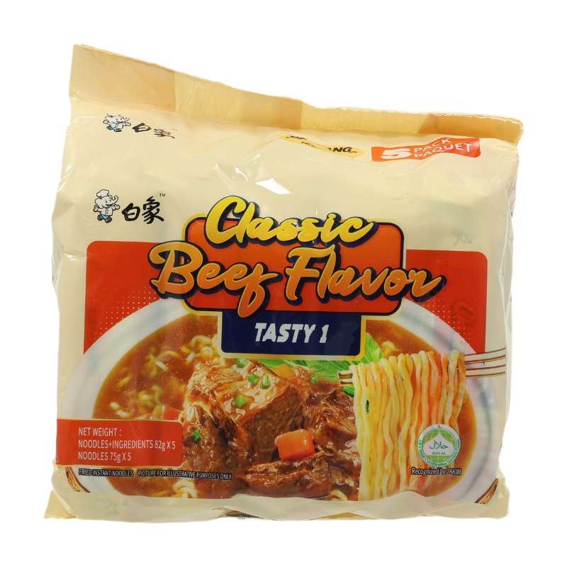 Bai Xiang, nouilles en sachet au bouillon de boeuf classique, 82g x 5