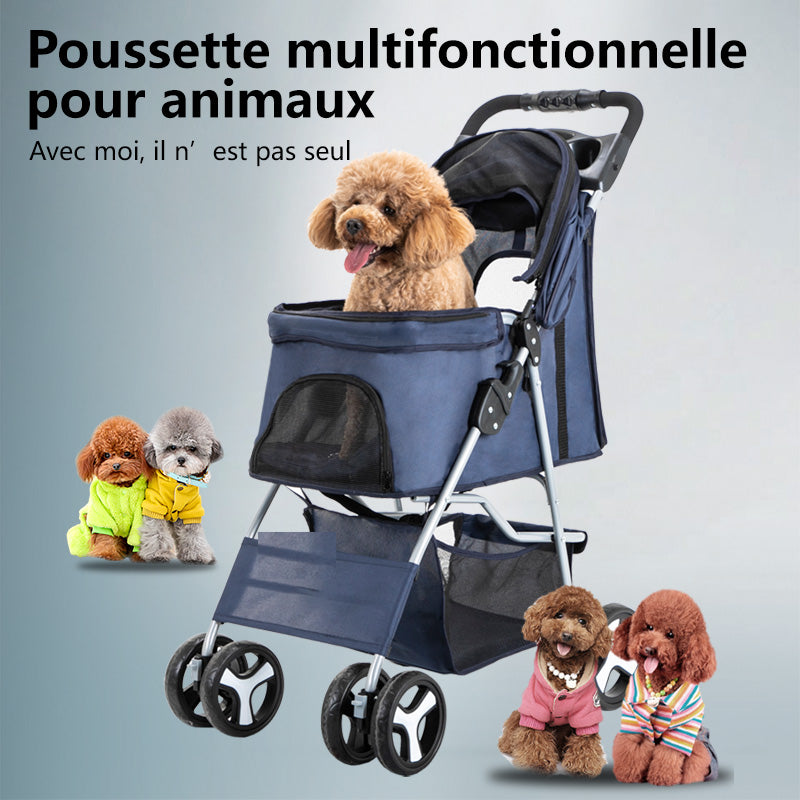 Poussette pour animaux de compagnie pliable à une main Blinkit, facile à plier, tissu Oxford 600D, fenêtres multi-faces, panier de rangement extra-large, super porteur DTC-804