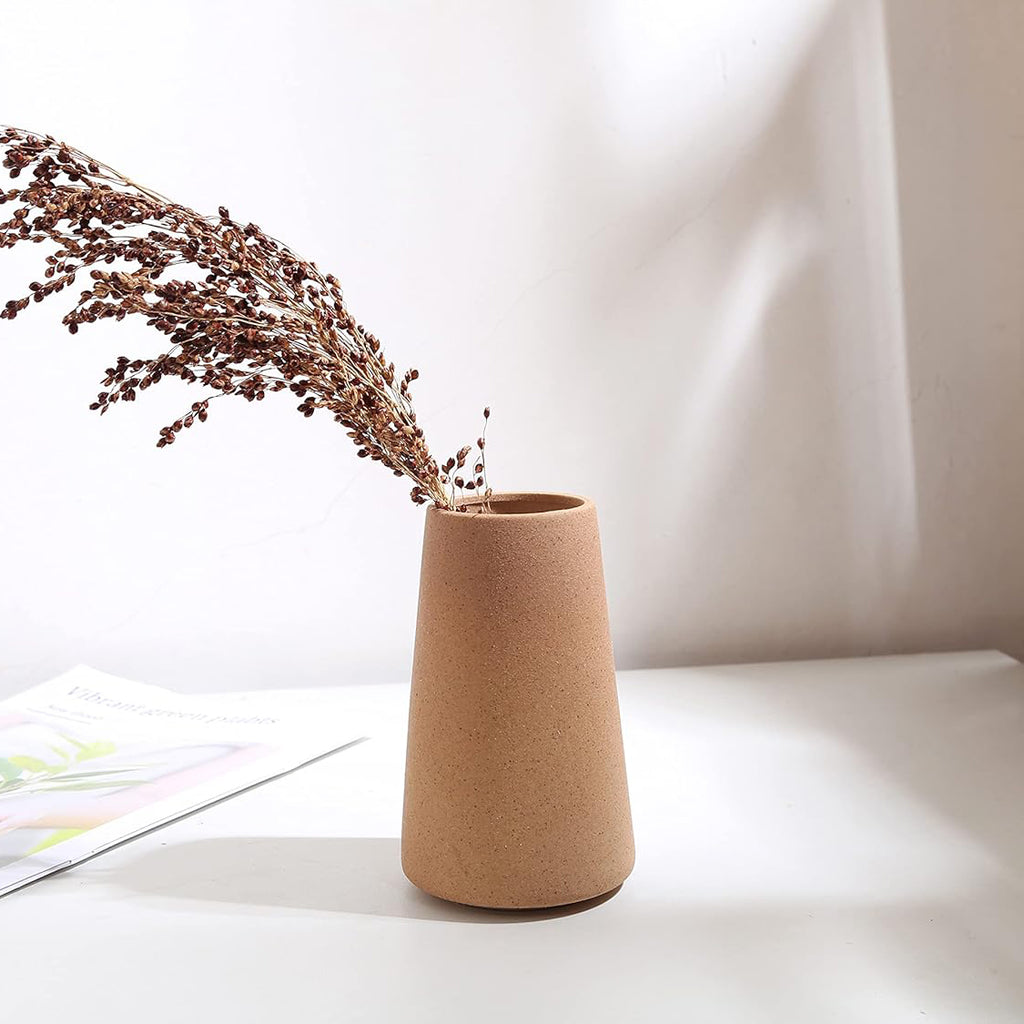 Yuejia Vase en céramique rustique marron - 15 cm