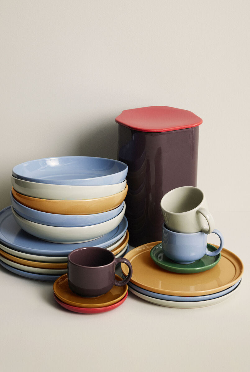 Hübsch Amare Tasse avec soucoupe Bleu clair/Marron