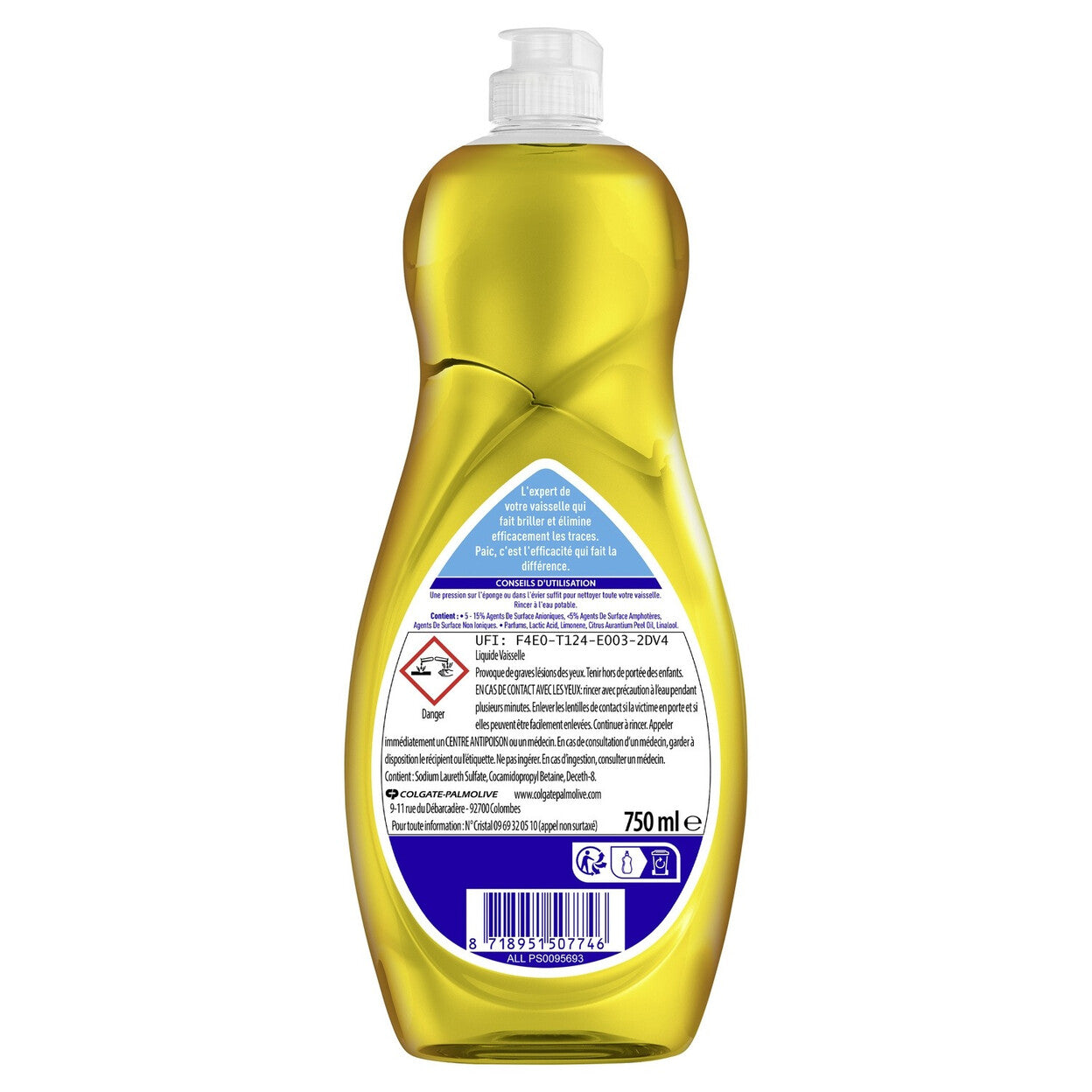Paic Liquide Vaisselle Multi-Action Super Dégraissant Anti-Traces Agrumes 2 x 750 ml (= 1,5 L)
