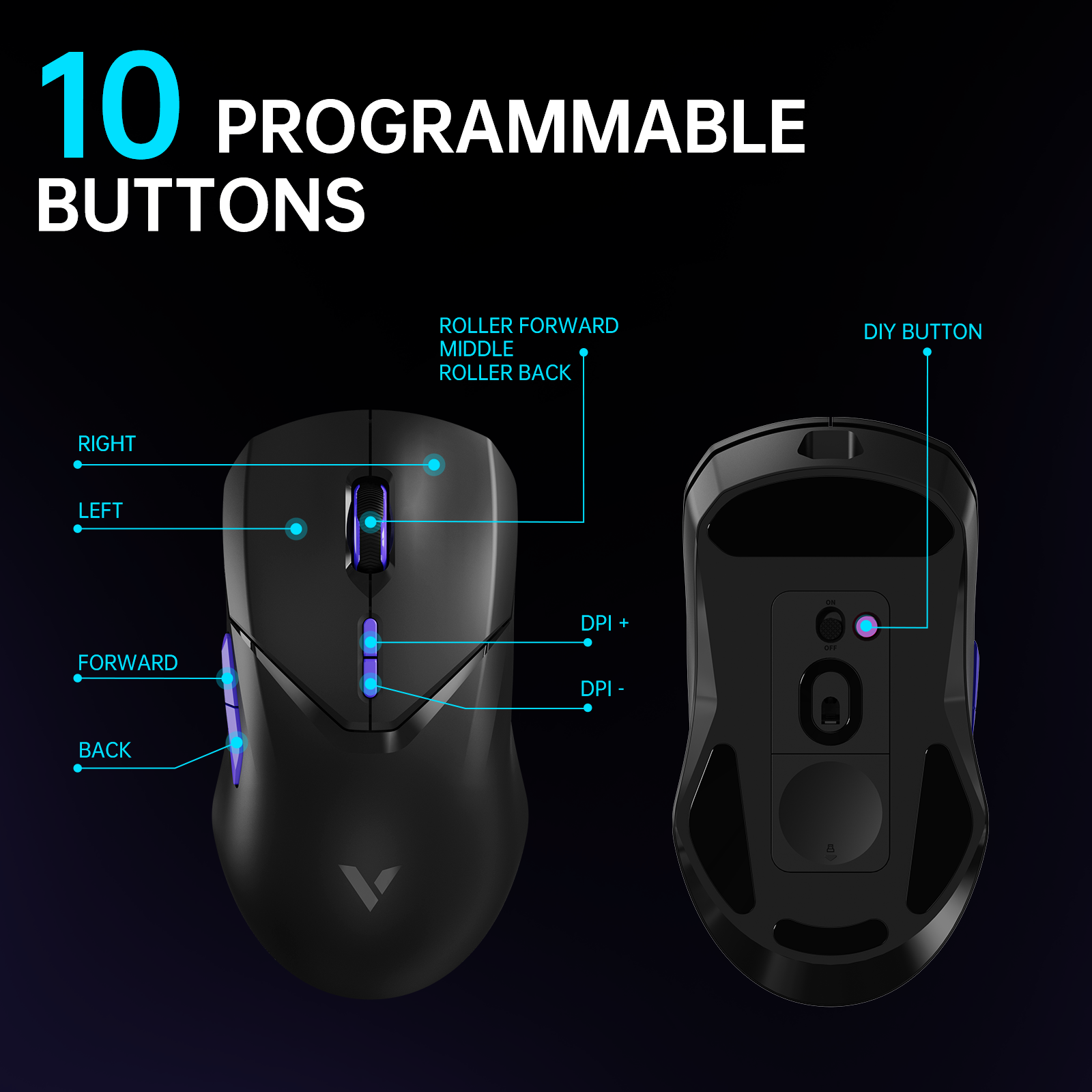 RAPOO VT9Pro 4K Souris gaming sans fil - Noir