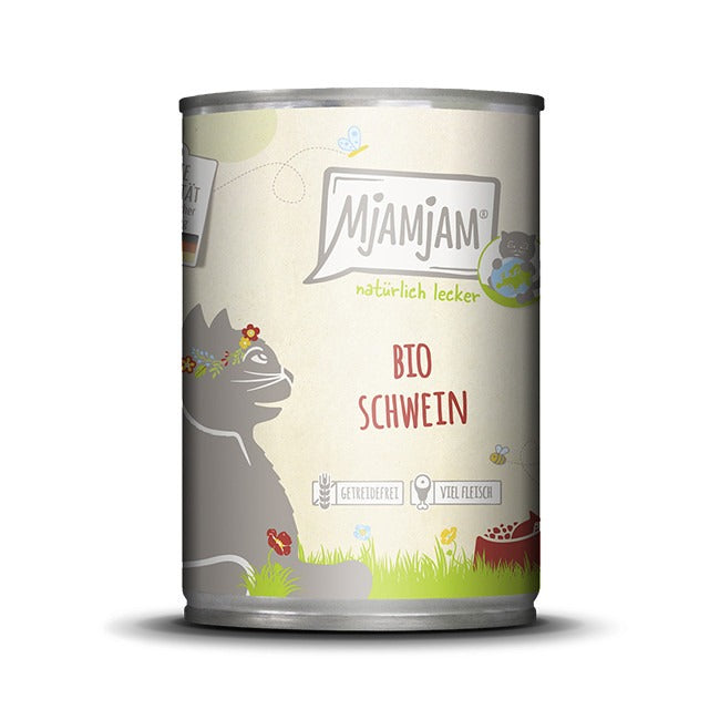 MjAMJAM Nourriture humide pour chat au porc biologique naturelle 400 g