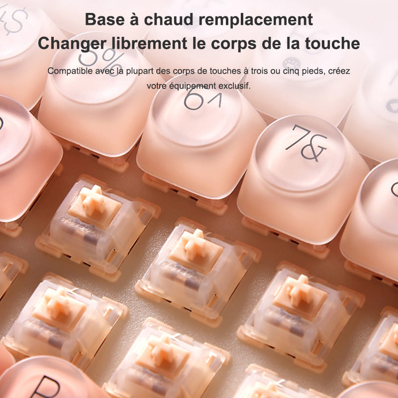 Clavier mécanique 75 % tri-mode Lofree OE914, disposition QWERTY US, 84 touches, commutateurs linéaires remplaçables à chaud, batterie 4000 mAh, rétroéclairage LED aux couleurs chaudes, rose chaud