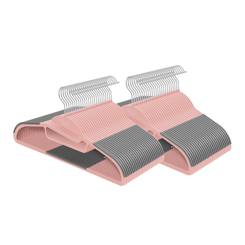 JOYFURNOS Lot de 50 cintres, cintres en plastique fins avec crochet antirouille pivotant à 360° et ouverture en forme de U pour un retrait facile des T-shirts